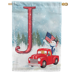 Happy Holidays America Monogram Double Sided House Flag