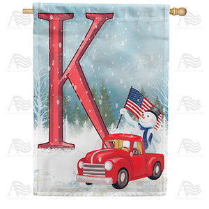 Happy Holidays America Monogram Double Sided House Flag