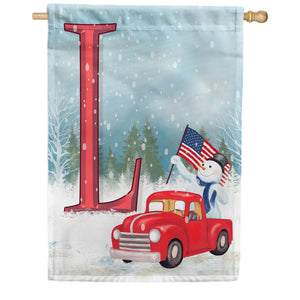 Happy Holidays America Monogram Double Sided House Flag