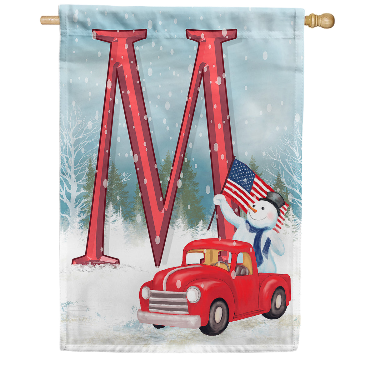 Happy Holidays America Monogram Double Sided House Flag