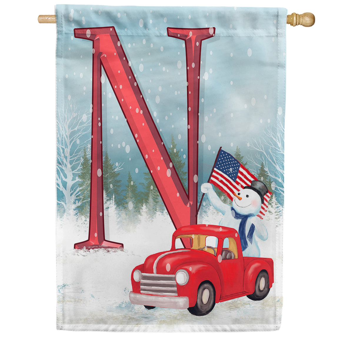 Happy Holidays America Monogram Double Sided House Flag