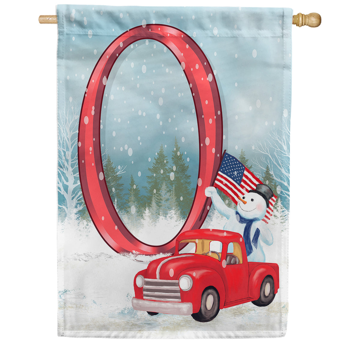 Happy Holidays America Monogram Double Sided House Flag