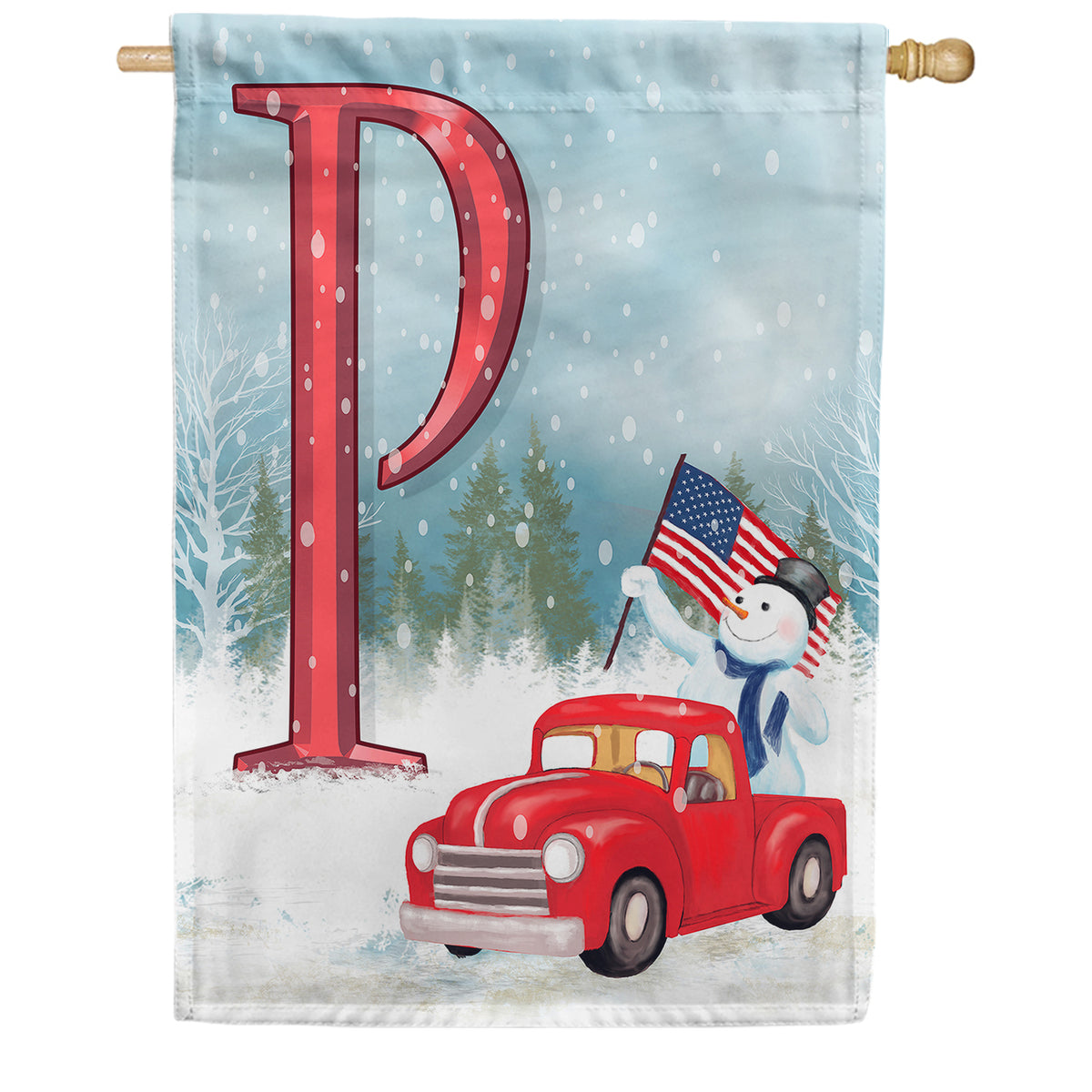 Happy Holidays America Monogram Double Sided House Flag