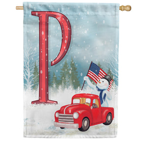 Happy Holidays America Monogram Double Sided House Flag