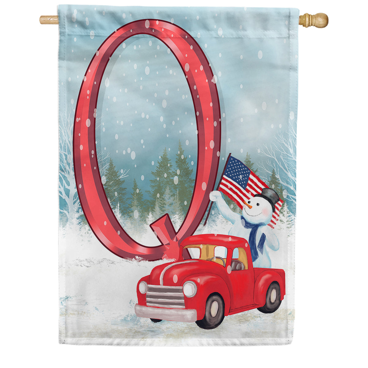 Happy Holidays America Monogram Double Sided House Flag