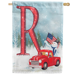 Happy Holidays America Monogram Double Sided House Flag