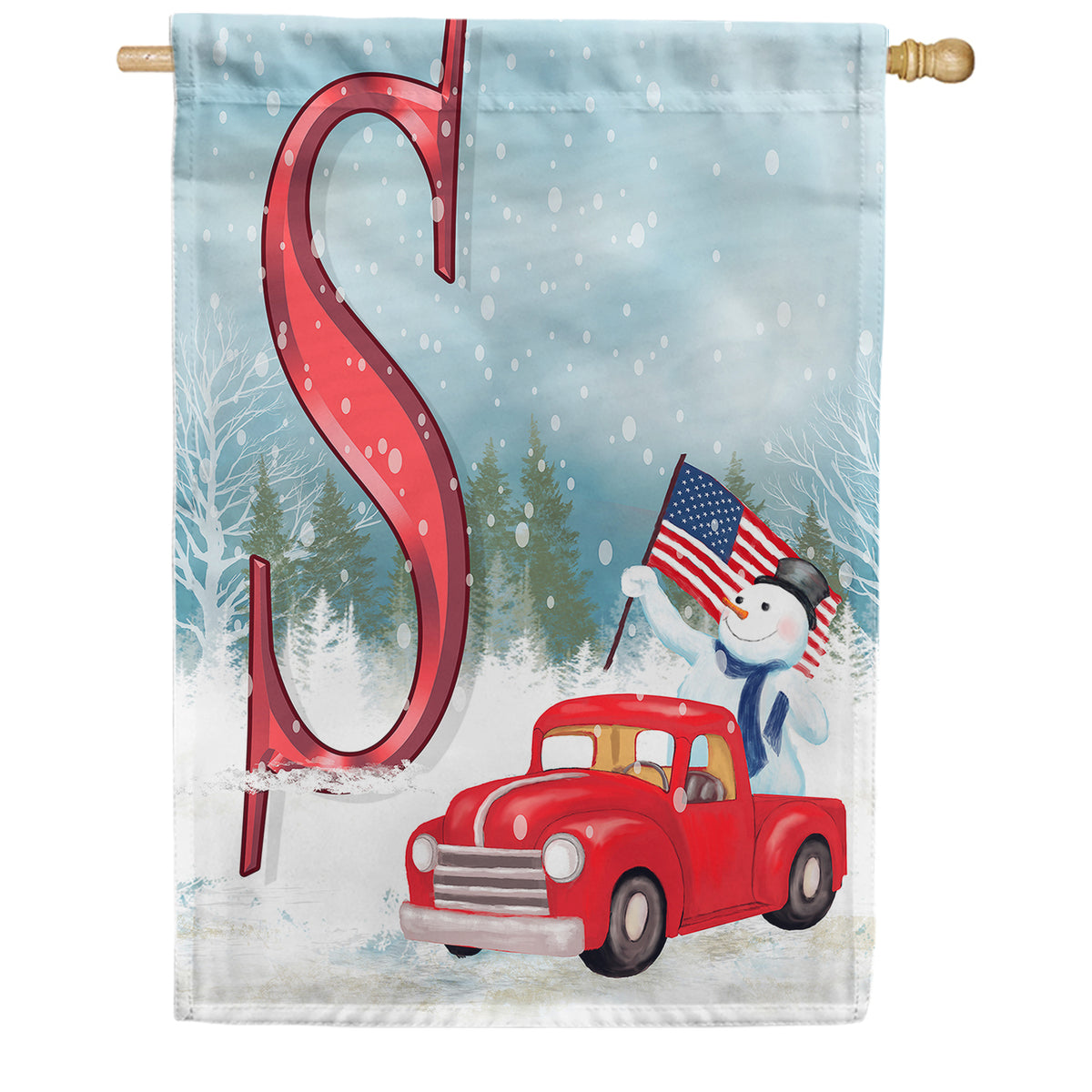 Happy Holidays America Monogram Double Sided House Flag