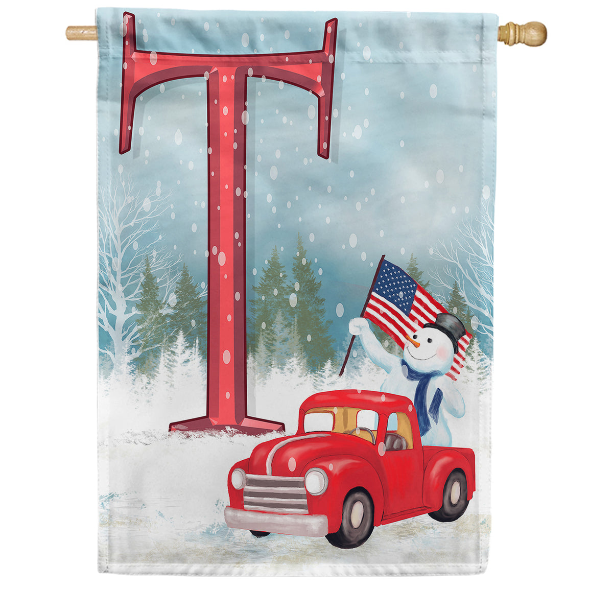 Happy Holidays America Monogram Double Sided House Flag