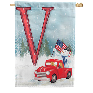 Happy Holidays America Monogram Double Sided House Flag