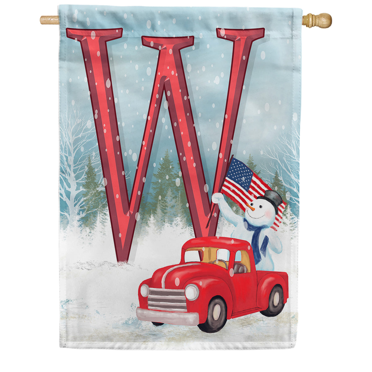 Happy Holidays America Monogram Double Sided House Flag