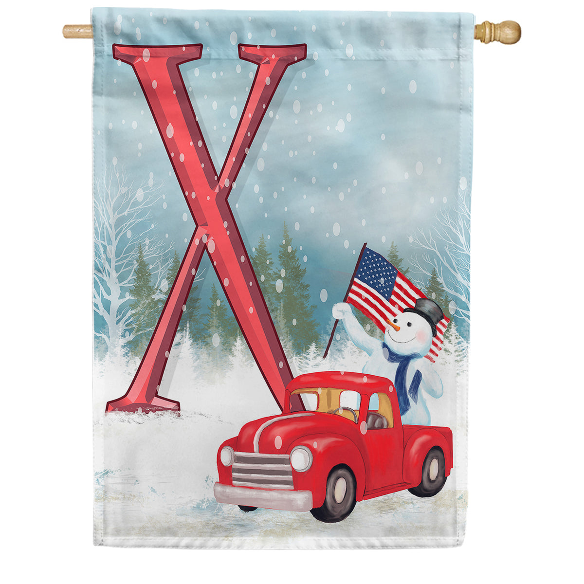 Happy Holidays America Monogram Double Sided House Flag