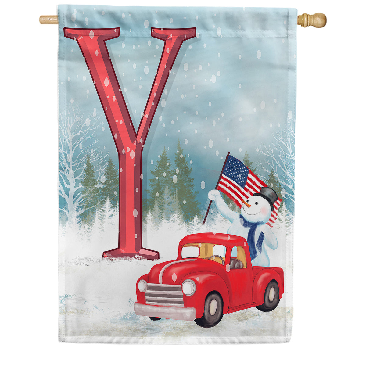Happy Holidays America Monogram Double Sided House Flag