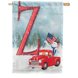 Happy Holidays America Monogram Double Sided House Flag