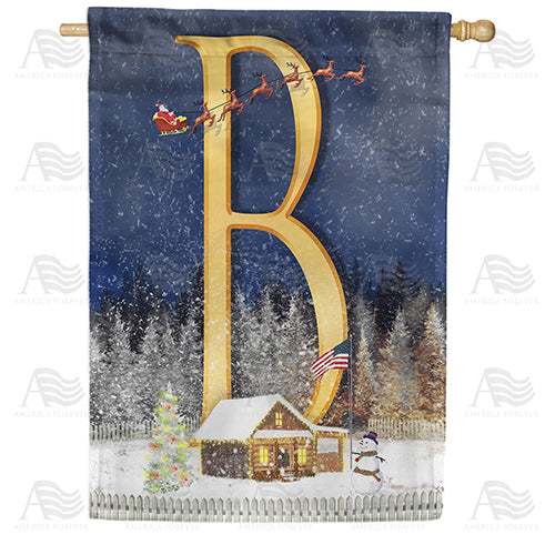 Santa Is Coming Double Sided Monogram House Flag