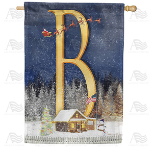 Santa Is Coming Double Sided Monogram House Flag