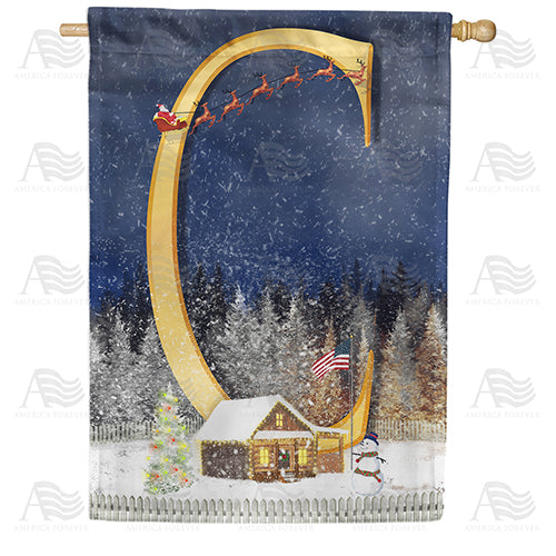Santa Is Coming Double Sided Monogram House Flag