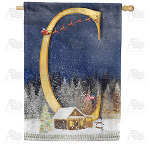 Santa Is Coming Double Sided Monogram House Flag
