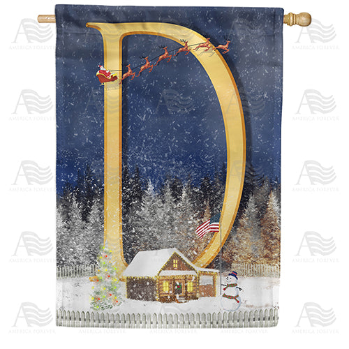 Santa Is Coming Double Sided Monogram House Flag