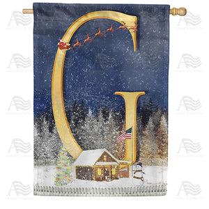 Santa Is Coming Double Sided Monogram House Flag