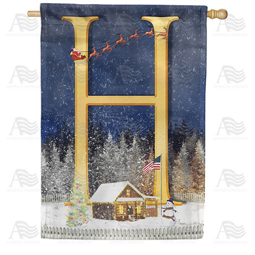 Santa Is Coming Double Sided Monogram House Flag