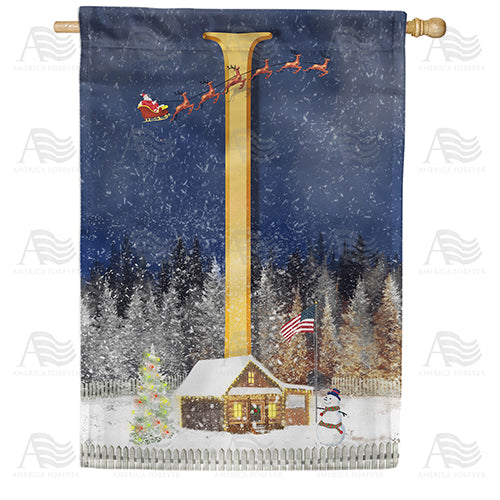 Santa Is Coming Double Sided Monogram House Flag