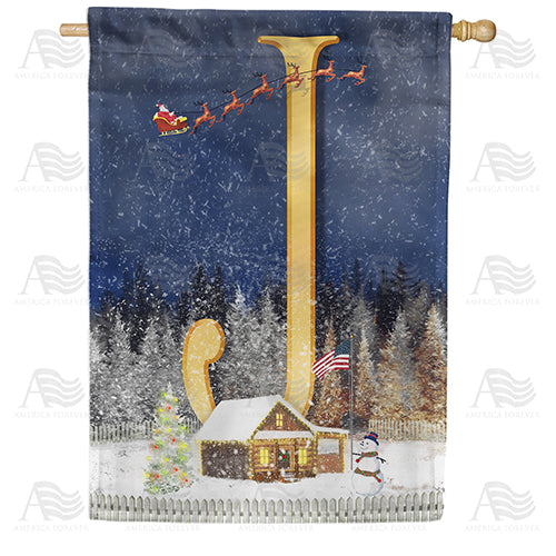 Santa Is Coming Double Sided Monogram House Flag