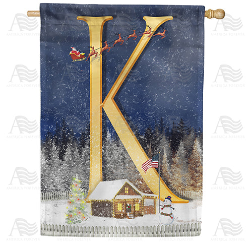 Santa Is Coming Double Sided Monogram House Flag