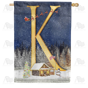 Santa Is Coming Double Sided Monogram House Flag