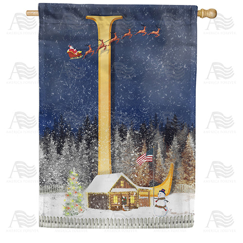 Santa Is Coming Double Sided Monogram House Flag