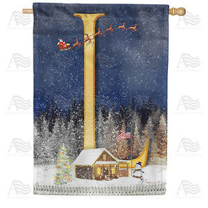 Santa Is Coming Double Sided Monogram House Flag
