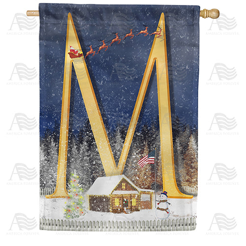 Santa Is Coming Double Sided Monogram House Flag
