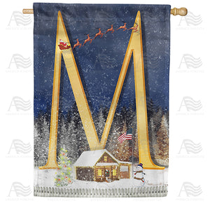 Santa Is Coming Double Sided Monogram House Flag