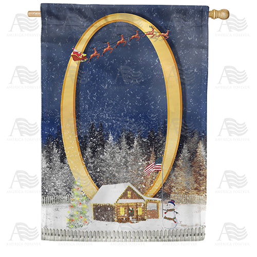 Santa Is Coming Double Sided Monogram House Flag