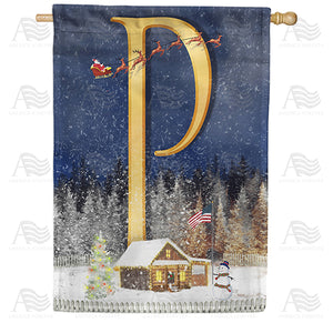 Santa Is Coming Double Sided Monogram House Flag
