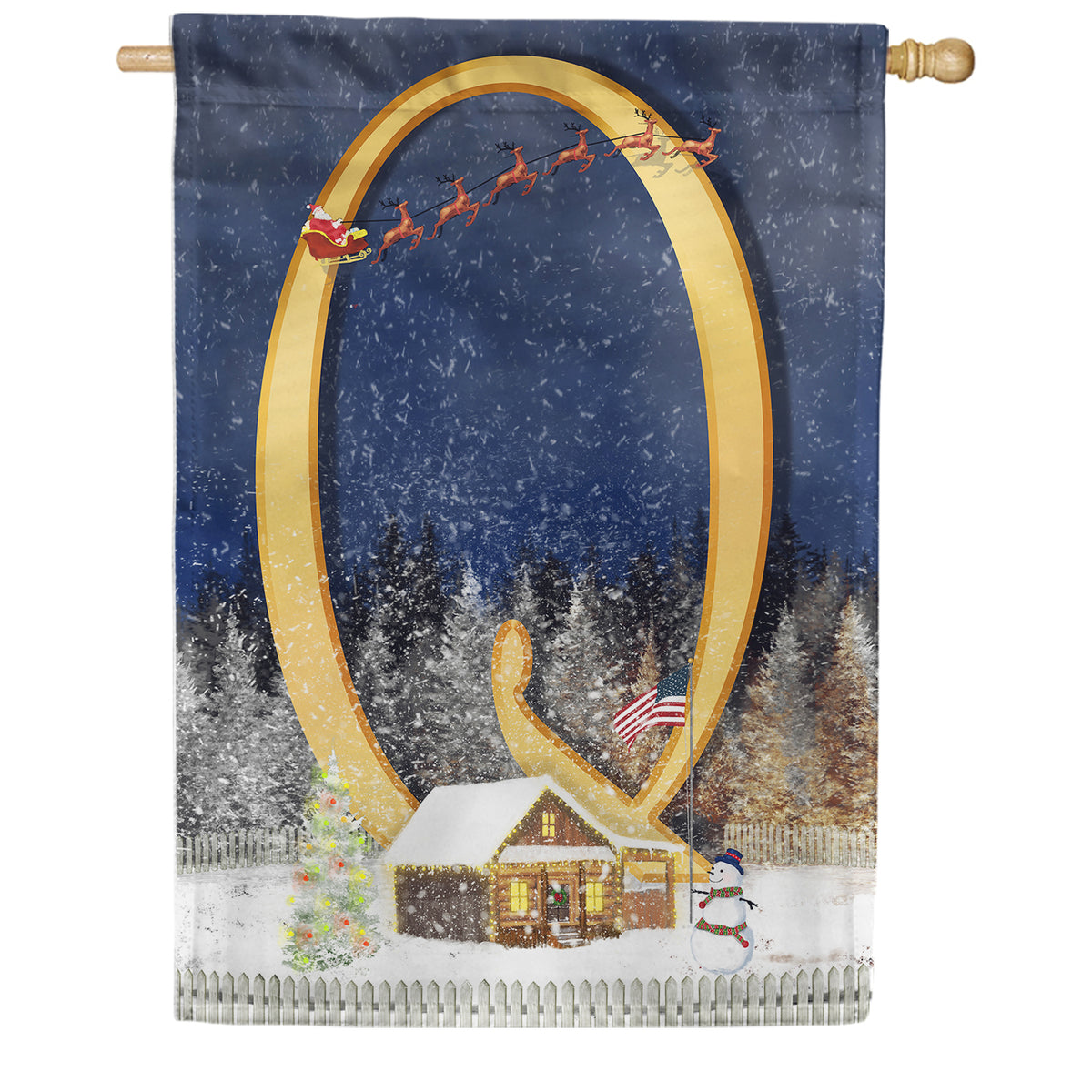 Santa Is Coming Double Sided Monogram House Flag