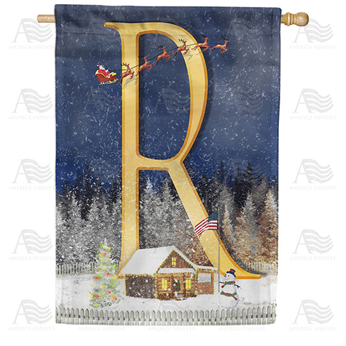 Santa Is Coming Double Sided Monogram House Flag