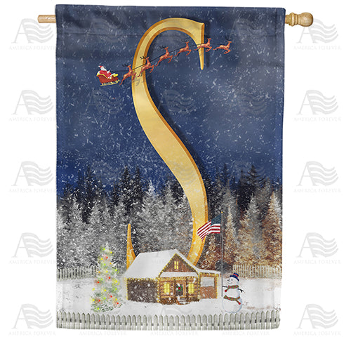 Santa Is Coming Double Sided Monogram House Flag