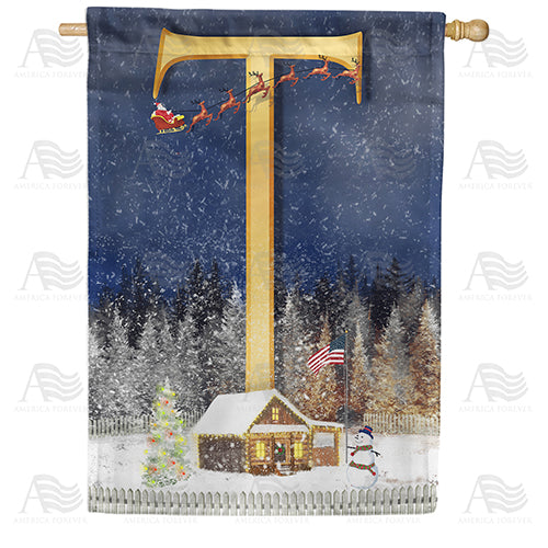 Santa Is Coming Double Sided Monogram House Flag