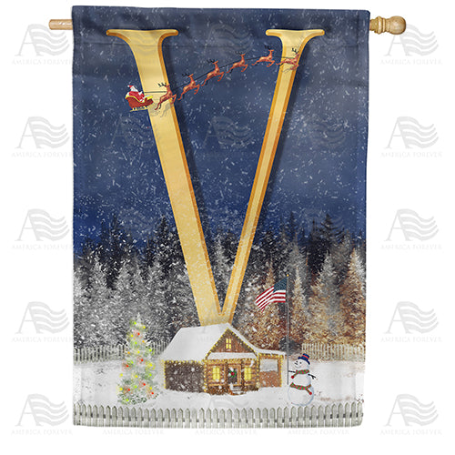Santa Is Coming Double Sided Monogram House Flag