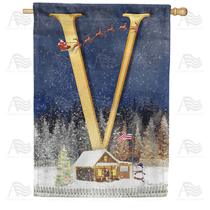 Santa Is Coming Double Sided Monogram House Flag