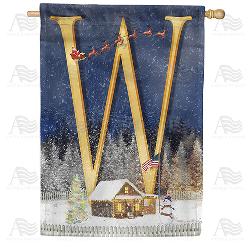 Santa Is Coming Double Sided Monogram House Flag