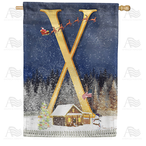 Santa Is Coming Double Sided Monogram House Flag
