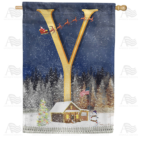 Santa Is Coming Double Sided Monogram House Flag