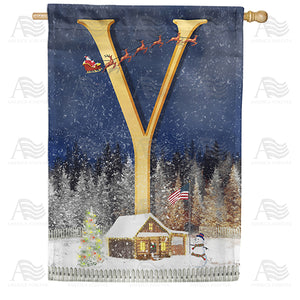 Santa Is Coming Double Sided Monogram House Flag