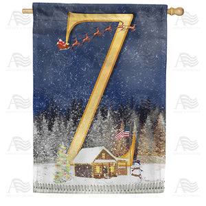 Santa Is Coming Double Sided Monogram House Flag