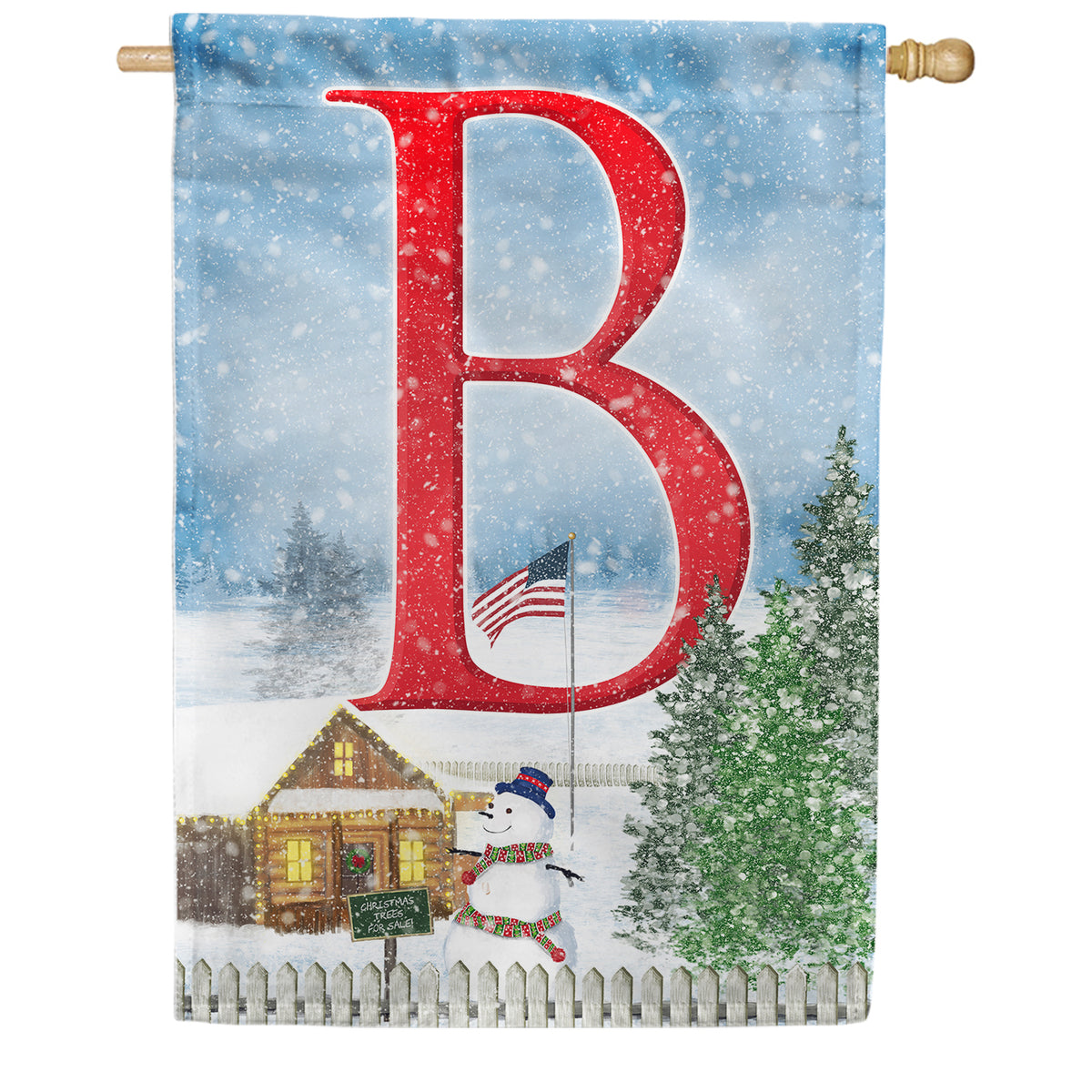 Christmas Trees For Sale Double Sided Monogram House Flag