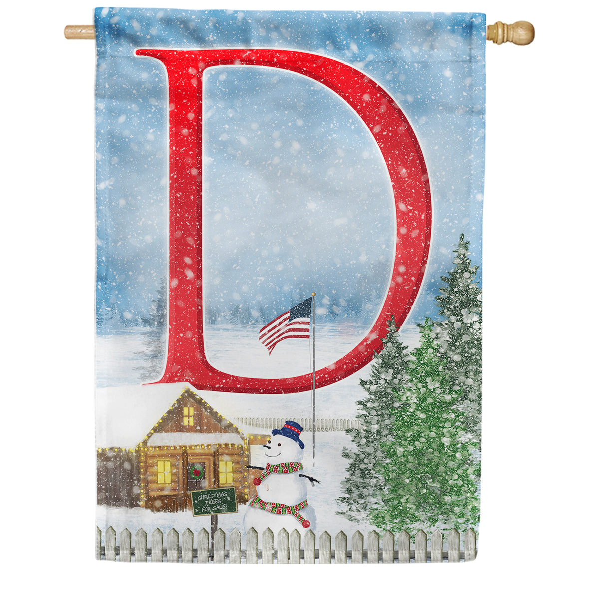 Christmas Trees For Sale Double Sided Monogram House Flag