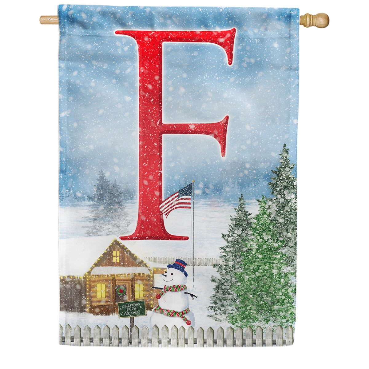 Christmas Trees For Sale Double Sided Monogram House Flag
