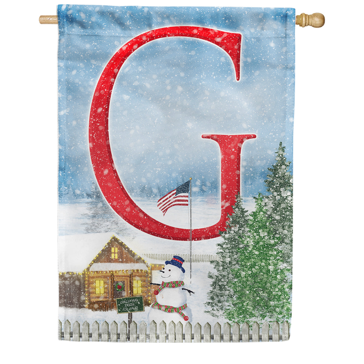 Christmas Trees For Sale Double Sided Monogram House Flag