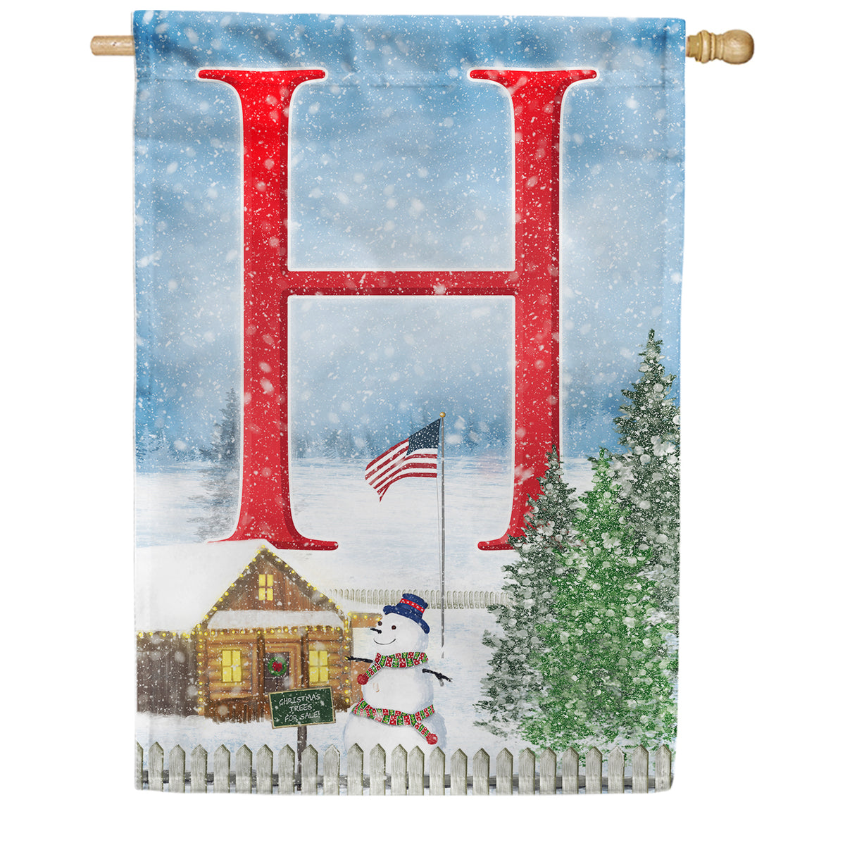 Christmas Trees For Sale Double Sided Monogram House Flag